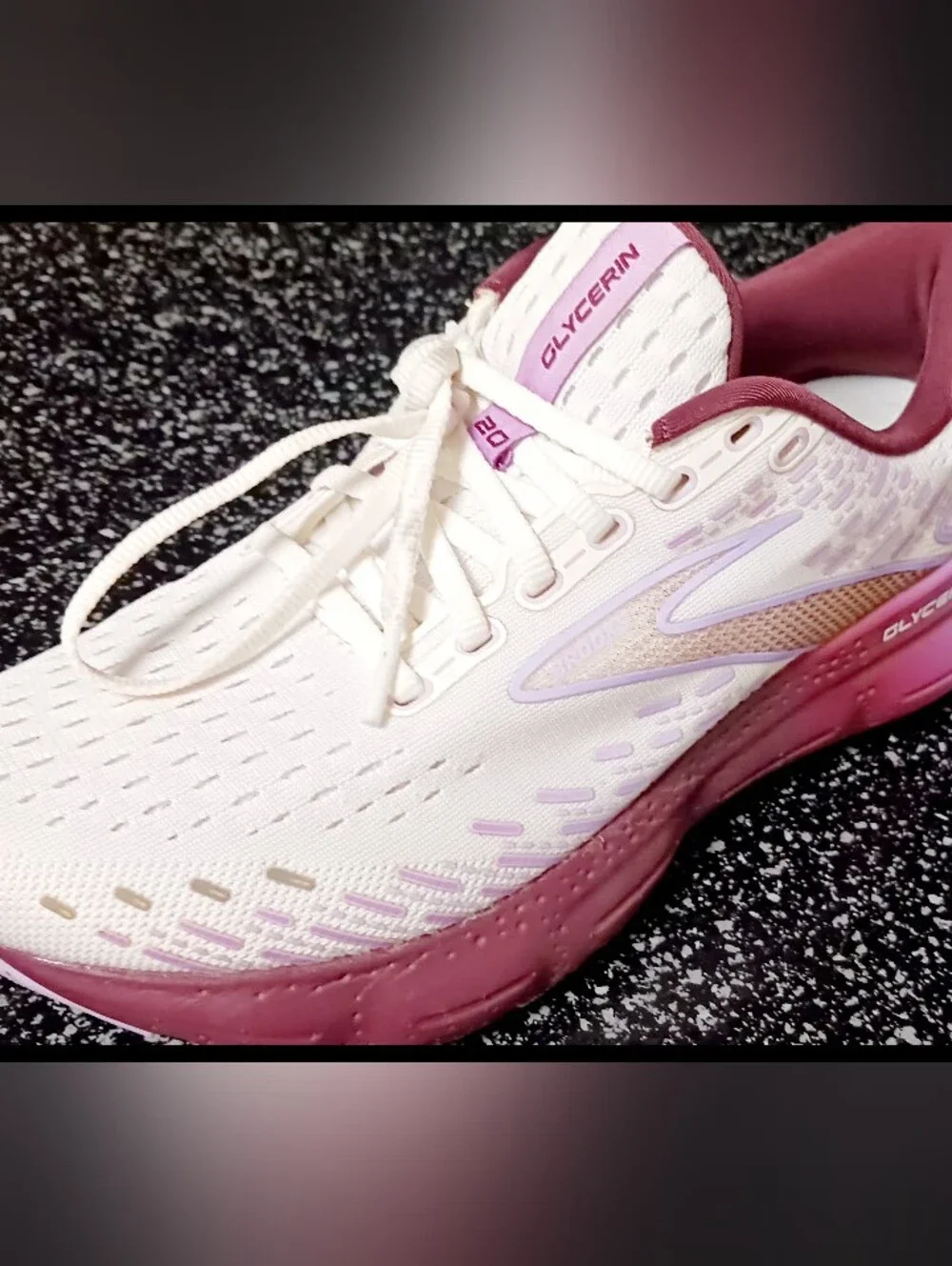 Brooks Glycerin 20 Running Shoes - White, Lilac & Burgandy, Size 8.5 - Picture 6 of 14